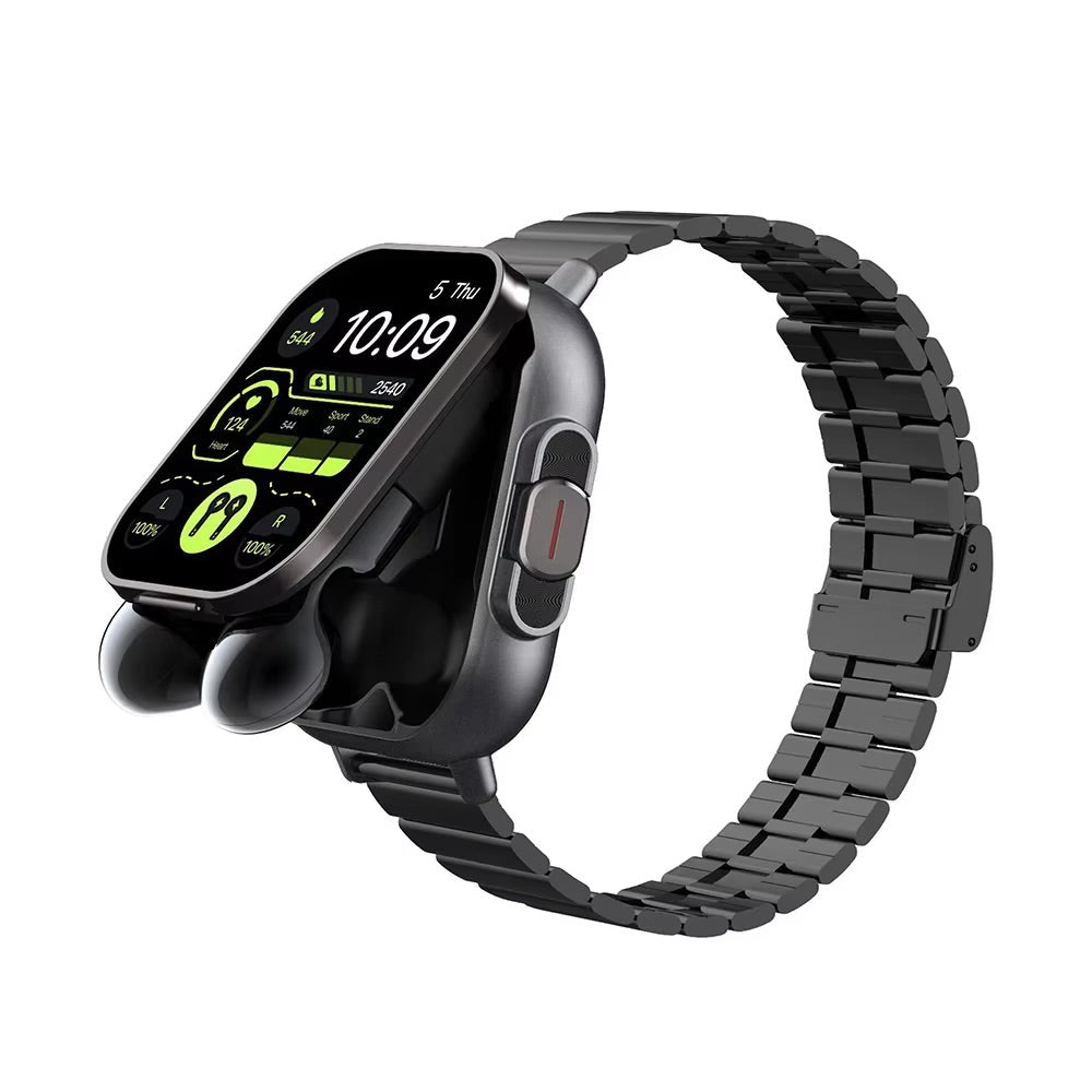 Smartwatch with Integrated Bluetooth Earbuds & Health Monitoring