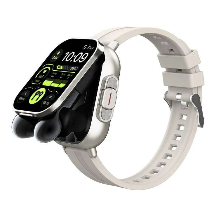 Smartwatch with Integrated Bluetooth Earbuds & Health Monitoring