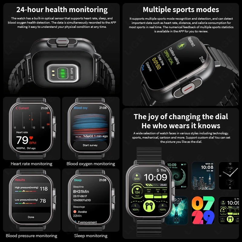 Smartwatch with Integrated Bluetooth Earbuds & Health Monitoring