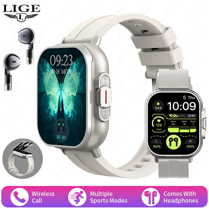 Smartwatch with Integrated Bluetooth Earbuds & Health Monitoring